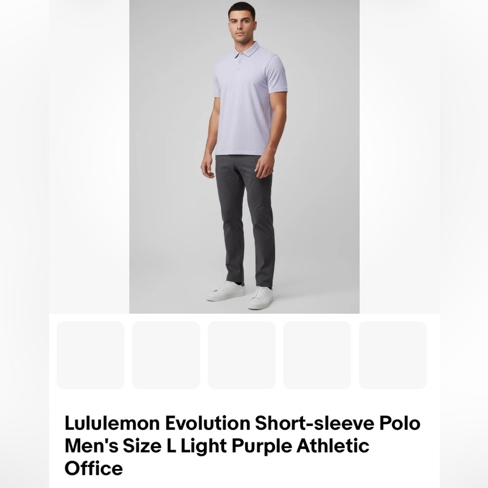 Lululemon Men’s Evolution Short Sleeve Light Purple Polo Shirt Large - Picture 3 of 9
